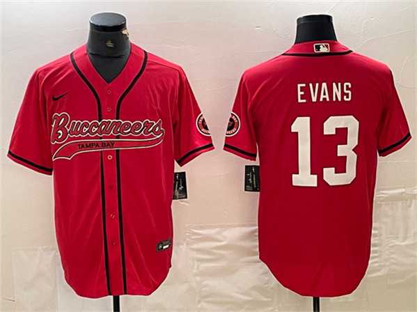 Mens Tampa Bay Buccaneers #13 Mike Evans Red Cool Base Baseball Stitched Jersey->->NFL Jersey